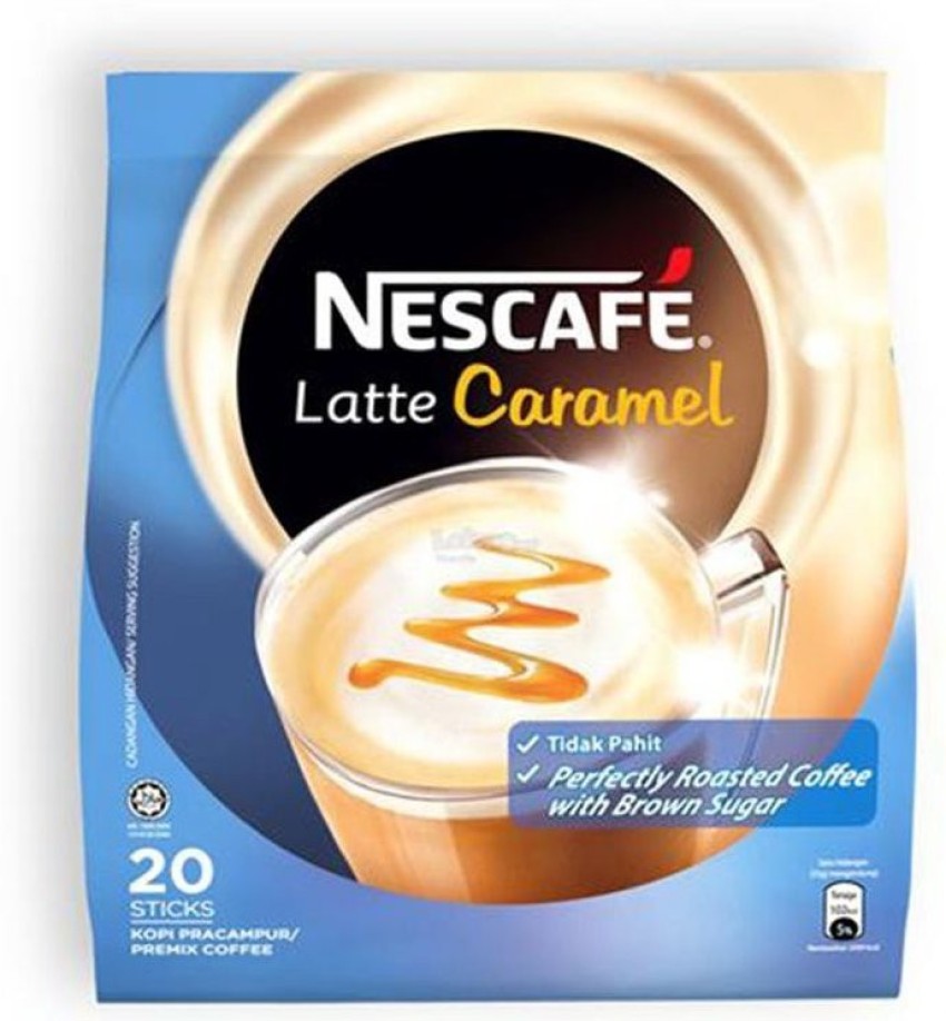 Nestle Nescafe Latte 3 in 1 Caramel Coffee - Instant Coffee Packets (20 Sticks x 25g)