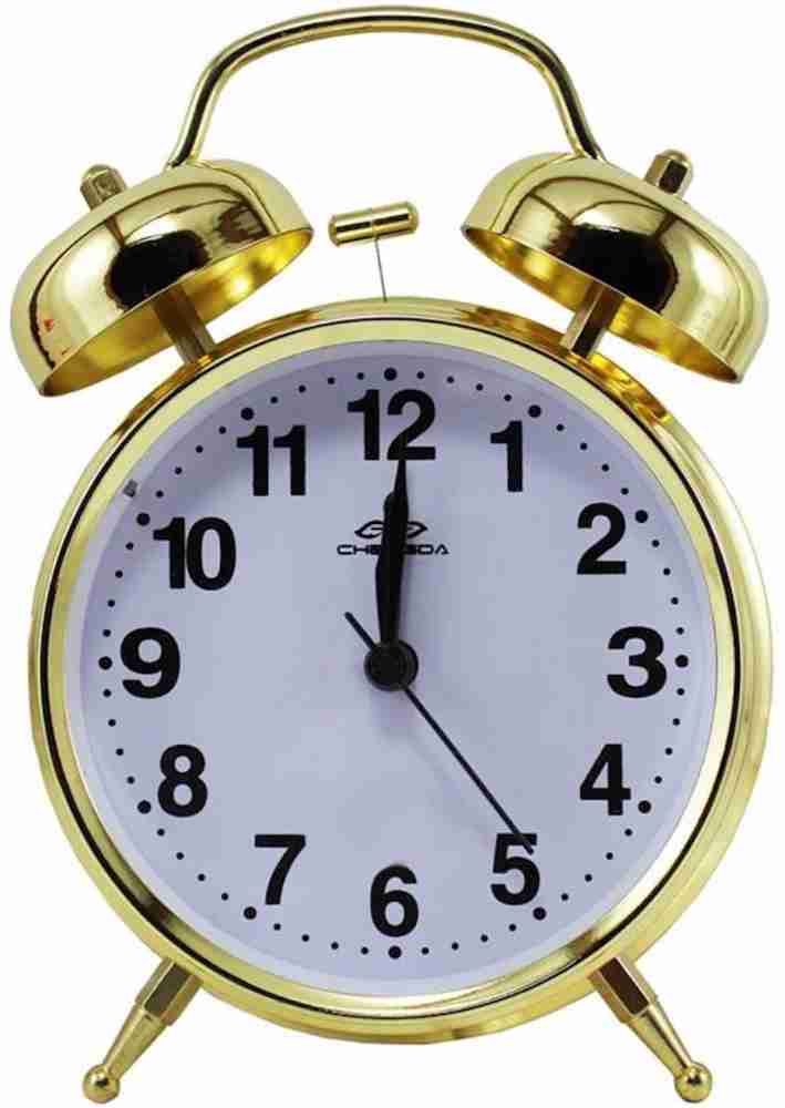 Auslese Analog Round Alarm Clock Twin Loud Bell (GOLD 16cm * 12 cm* 6 cm)  Clock Price in India - Buy Auslese Analog Round Alarm Clock Twin Loud Bell  (GOLD 16cm *