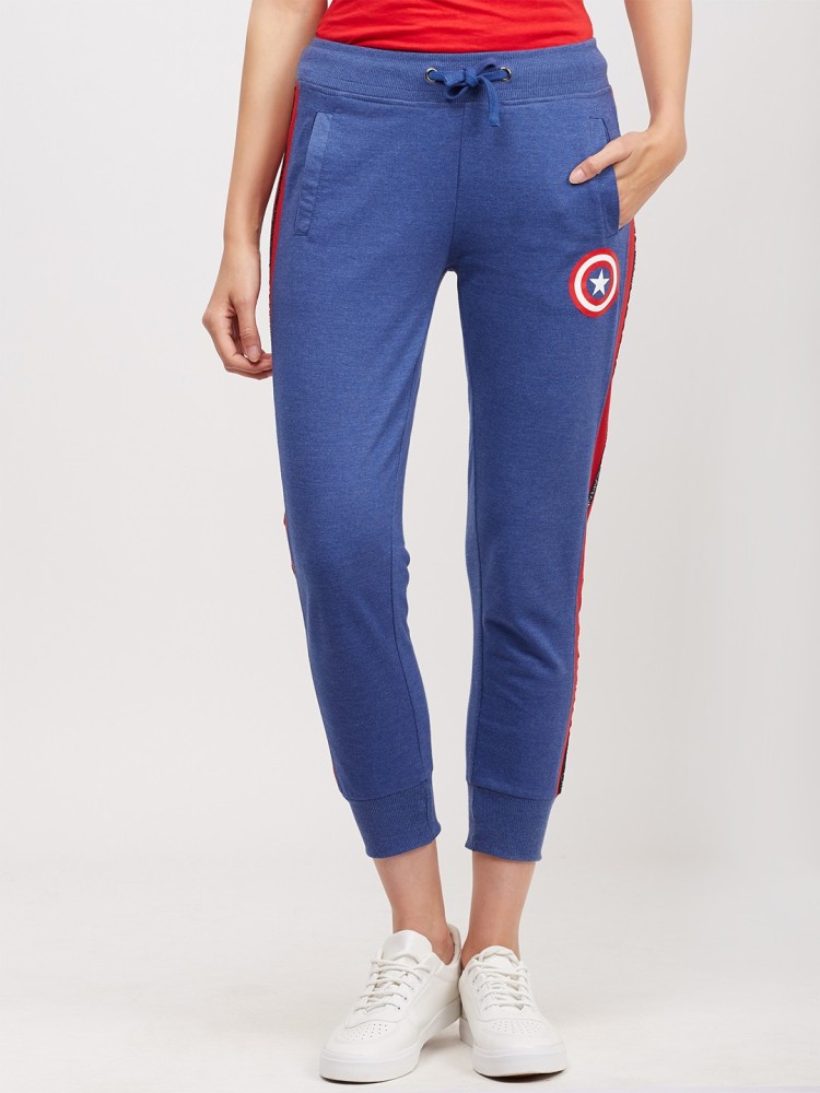 Buy Kook N Keech Marvel Women Teal Blue Straight Fit Solid Captain America  Track Pants online | Looksgud.in
