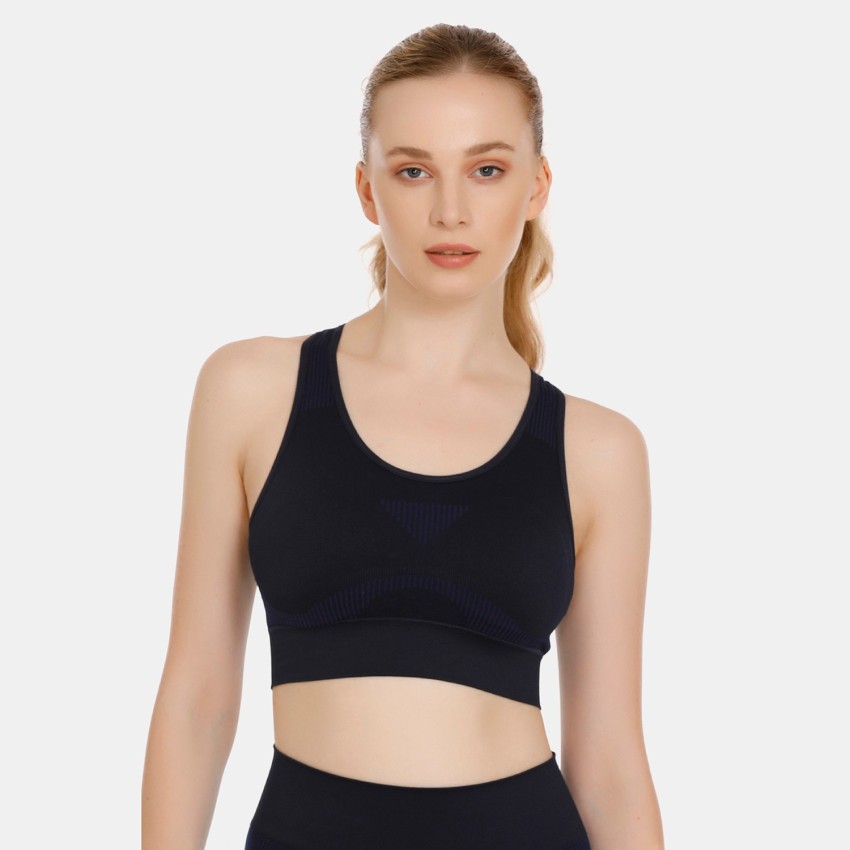 Buy Zelocity Medium Impact Sports Bra With Removable Padding - Black Online  at Low Prices in India 