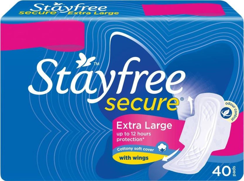 STAYFREE Secure Cottony XL Wings Sanitary Pad (Pack of 40