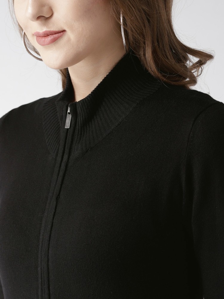 Buy Mast & Harbour Women Black Solid Cardigan Sweater - Sweaters