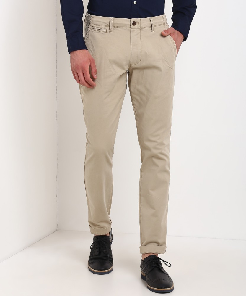 Buy Men Khaki Solid Low Skinny Fit Casual Trousers Online  590425  Peter  England