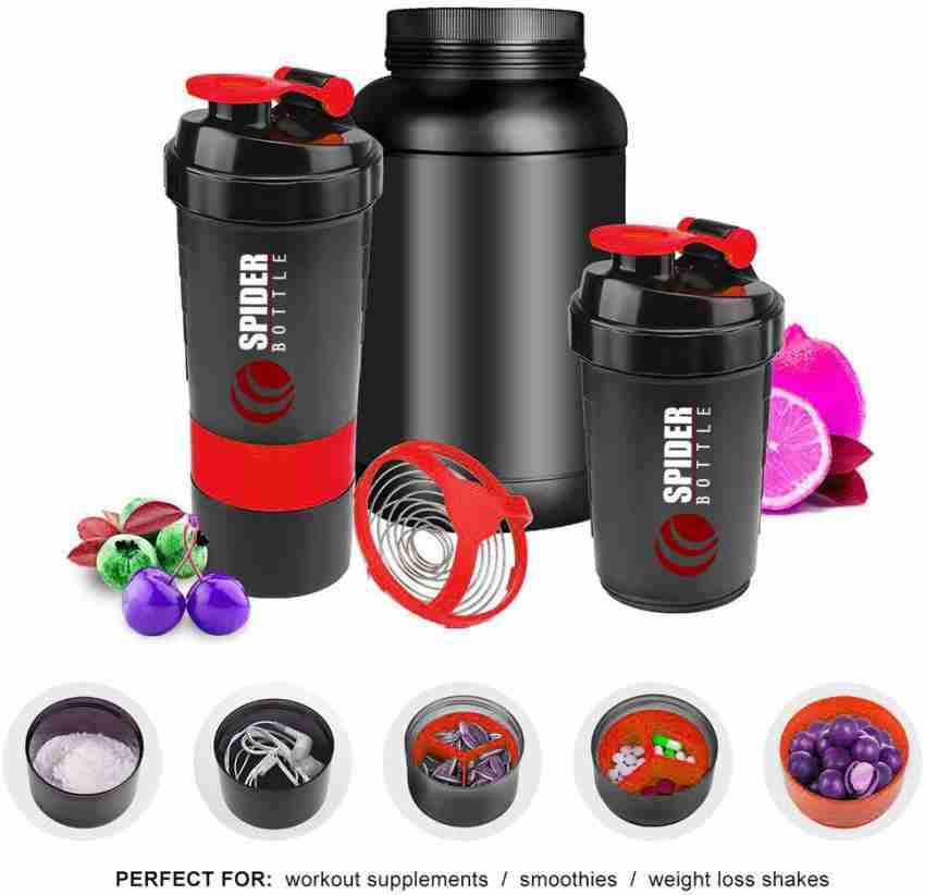 Shaker Bottle with Shaker Balls Leak Proof Drink Shaker Bottle Ideal for  Workout Supplements,Protein powder, BPA Free, Nutrition, Portable Fitness