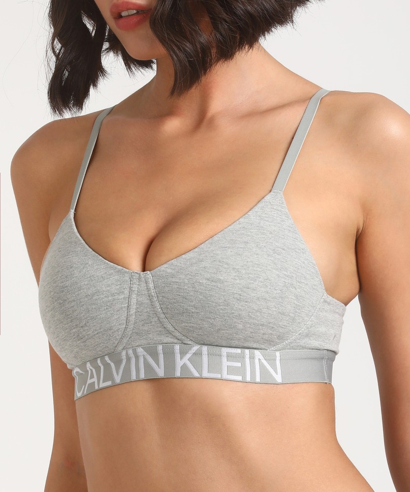 Calvin Klein Women`s Monochrome Logo Lightly Lined Padded V-Neck Racerback  Bralette, Dark Grey, Small : : Clothing, Shoes & Accessories