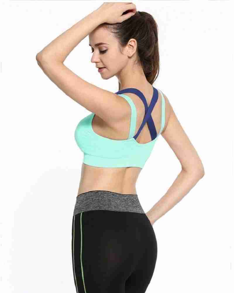 ChiYa by Women's / Girl's Padded Racerback Designer Cross Straps Sports Bra  For High Impact Workout Aerobics Boxing Yoga Dancing Gym Seamless  Activewear Bra with Soft Removable Foam Cups Strappy Bra Women