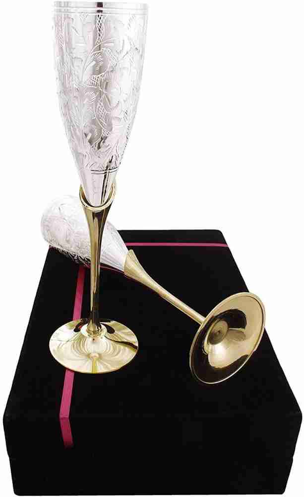 German Silver Brass Wine Glass/Wine Goblet Set with Beautiful