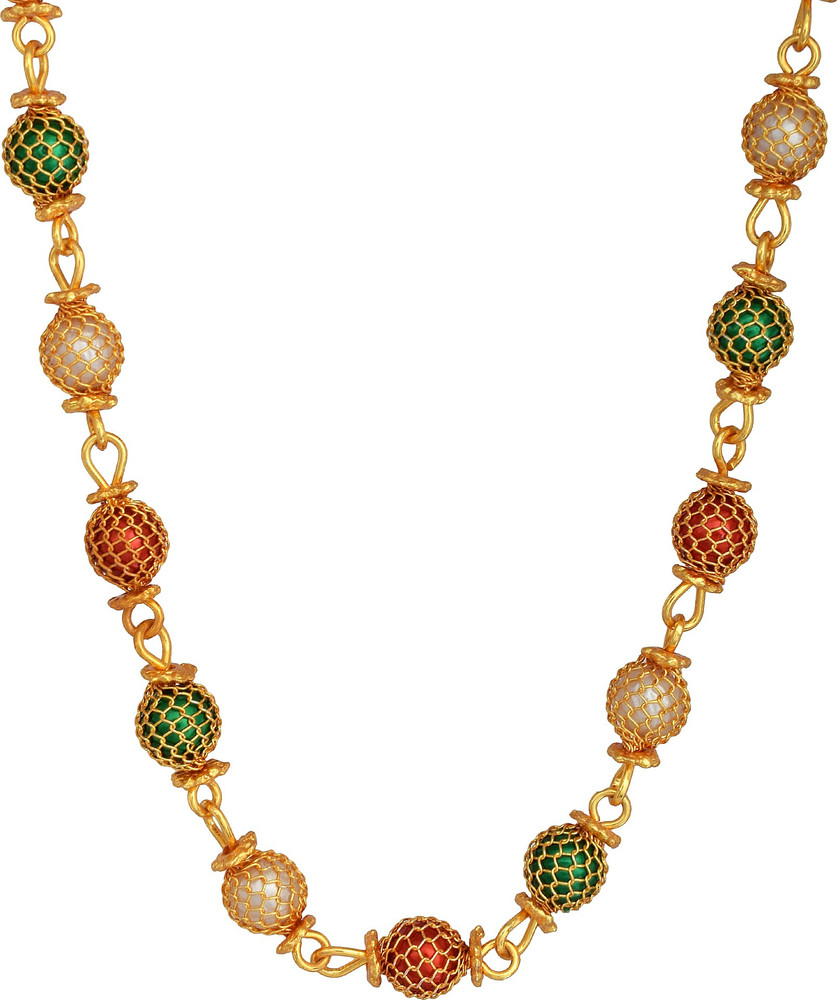 Morvi Gold Plated Meena Micron Brass 24Kt Red and Green Colourful