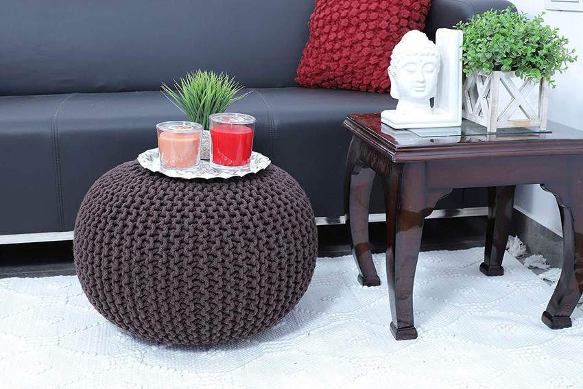 Natural fiber shop pouf ottoman