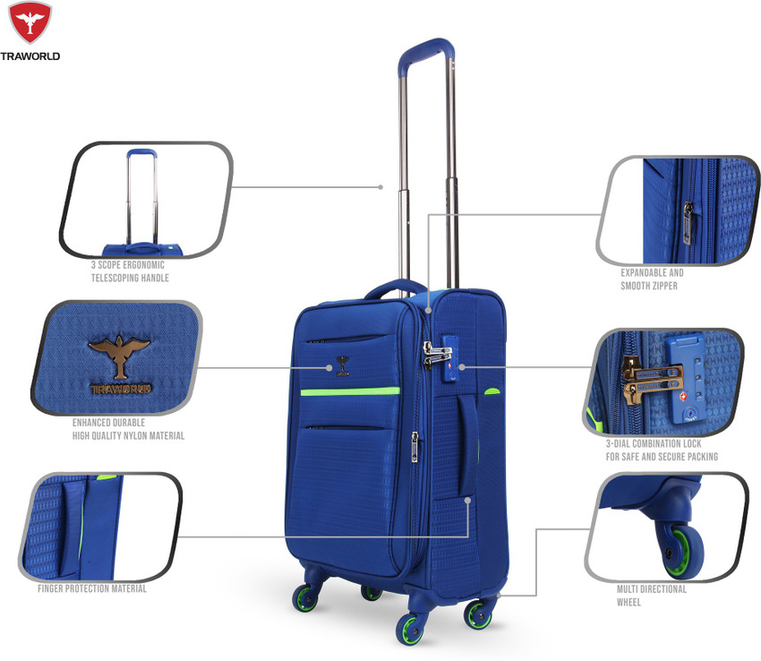 Traworld Jupiter 1003 20 Inch Blue Cabin Suitcase 20 inch Blue