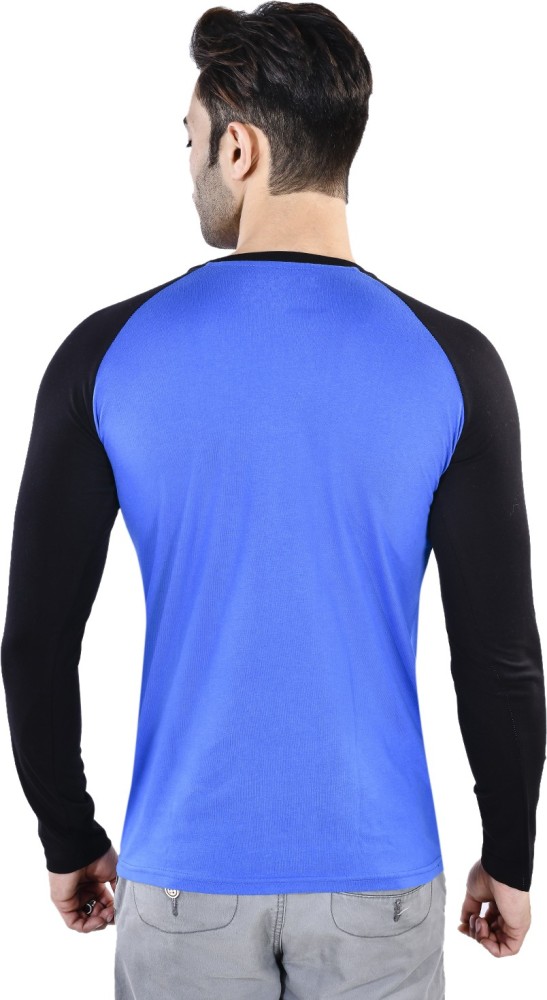 FIVE STONES Colorblock Men Round Neck Blue Black T Shirt Buy