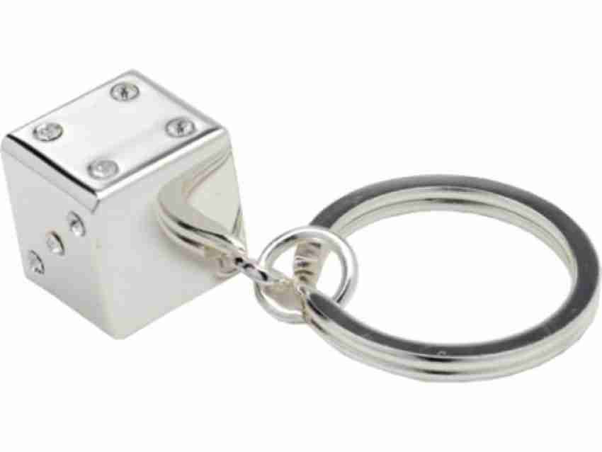 STUSSY METAL DICE KEYCHAIN SILVER