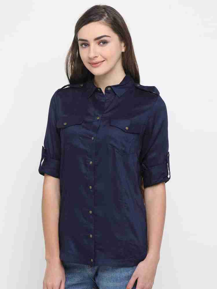 starfilled Women Washed Party Dark Blue Shirt - Buy starfilled Women Washed  Party Dark Blue Shirt Online at Best Prices in India