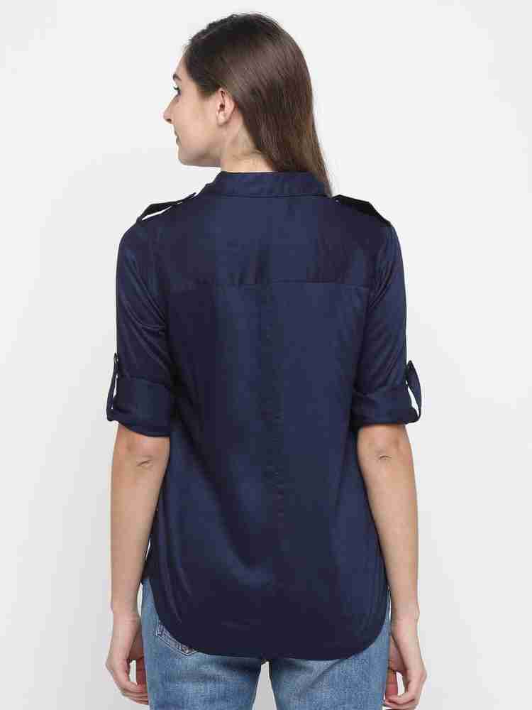 starfilled Women Washed Party Dark Blue Shirt - Buy starfilled Women Washed  Party Dark Blue Shirt Online at Best Prices in India