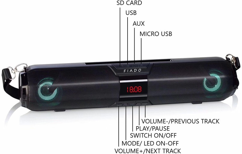 Buy fiado led sound bar 3d stereo high bass wireless 20 W