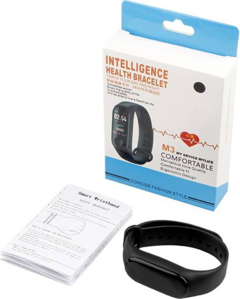 INTELLIGENCE HEALTH BRACELET M3 M3 Smart Band with Heart Rate Sensor Black  Strap Size  Regular