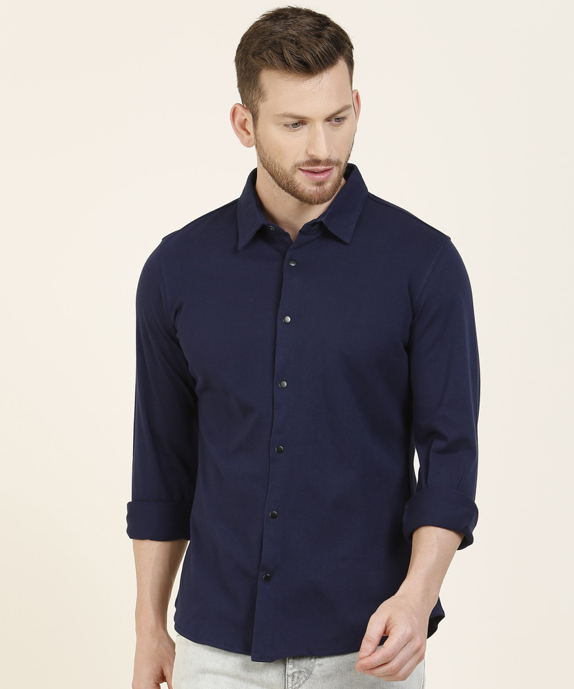 INDIGO NATION Men Solid Casual Dark Blue Shirt - Buy navy INDIGO 