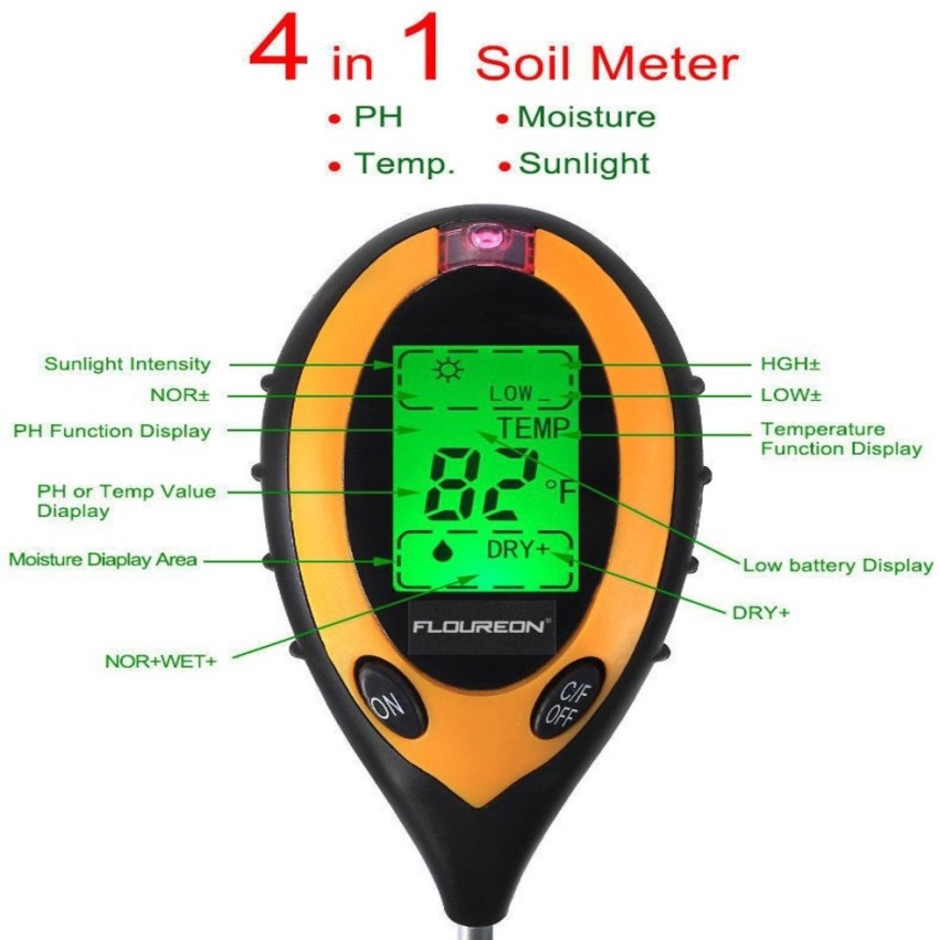 LCD Digital PH Soil Tester Water Moisture Temperature Sunlight Test Meter  Plant