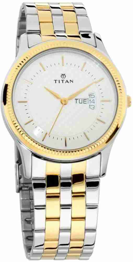Buy Online Titan Quartz Analog with Day and Date Black Dial Metal Strap  Watch for Men - nr1824ym01