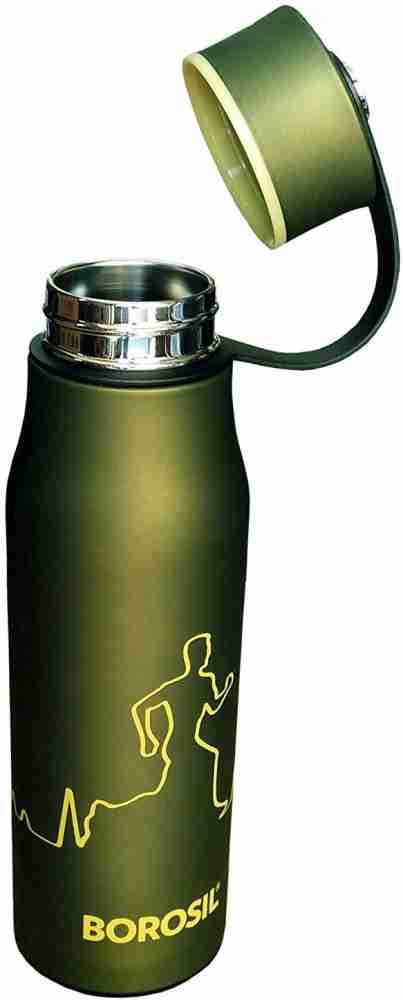 BOROSIL Trek Green 500 ml Flask water Bottle (Pack of 1, Steel)