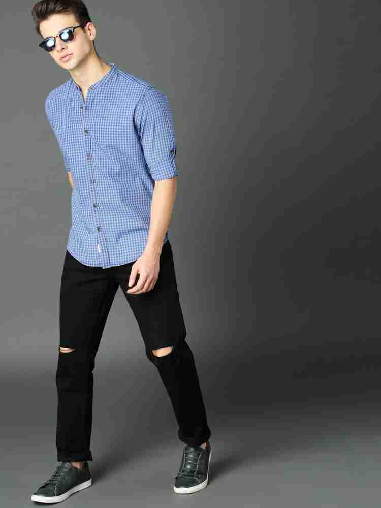 Blue shirt black jeans sales