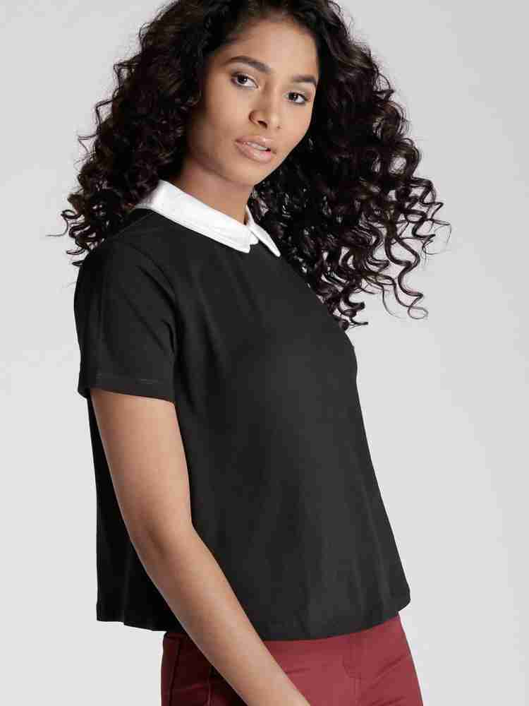 White collared clearance t shirt womens