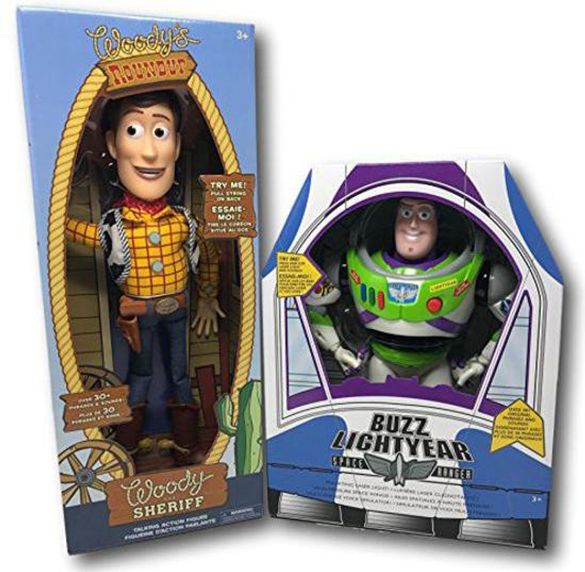 Woody and buzz talking figures on sale