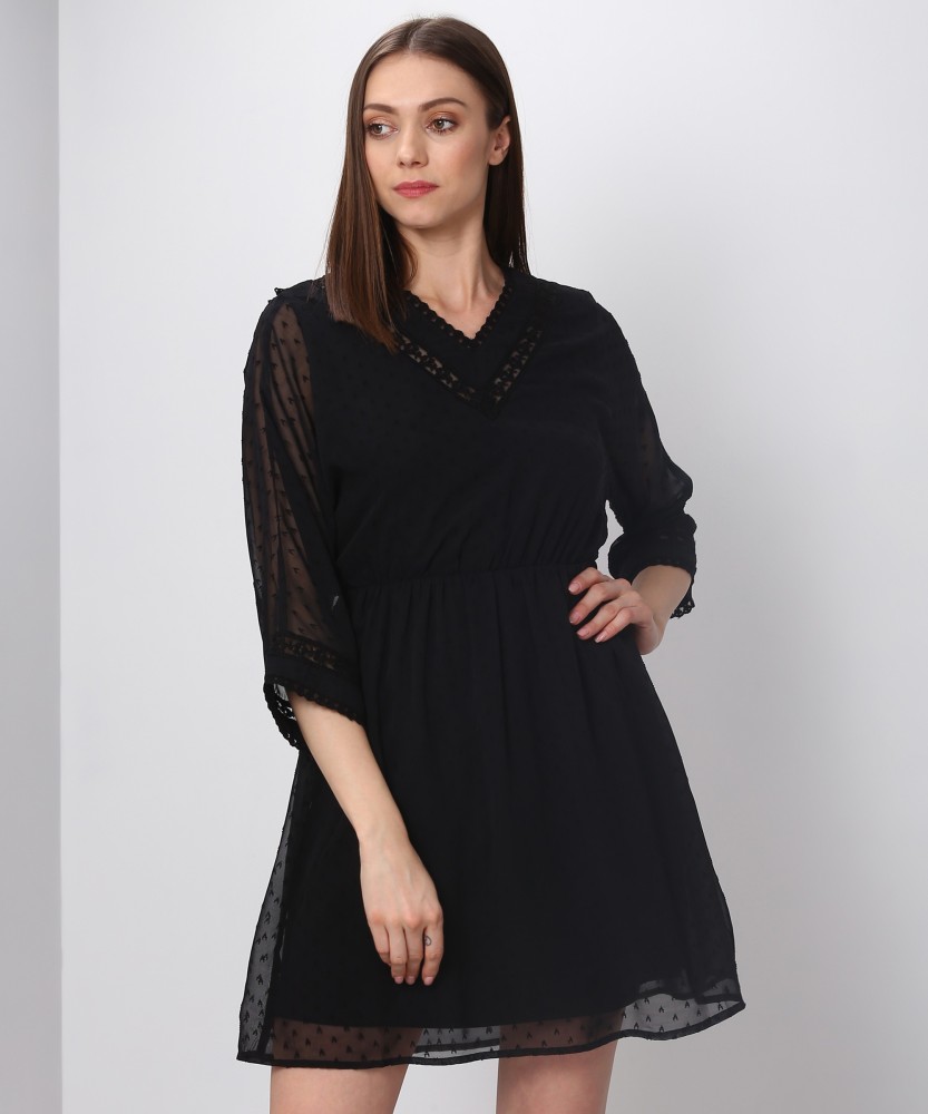 VERO MODA Women A-line Black Dress - Buy VERO MODA Women A-line Black Dress  Online at Best Prices in India | Flipkart.com