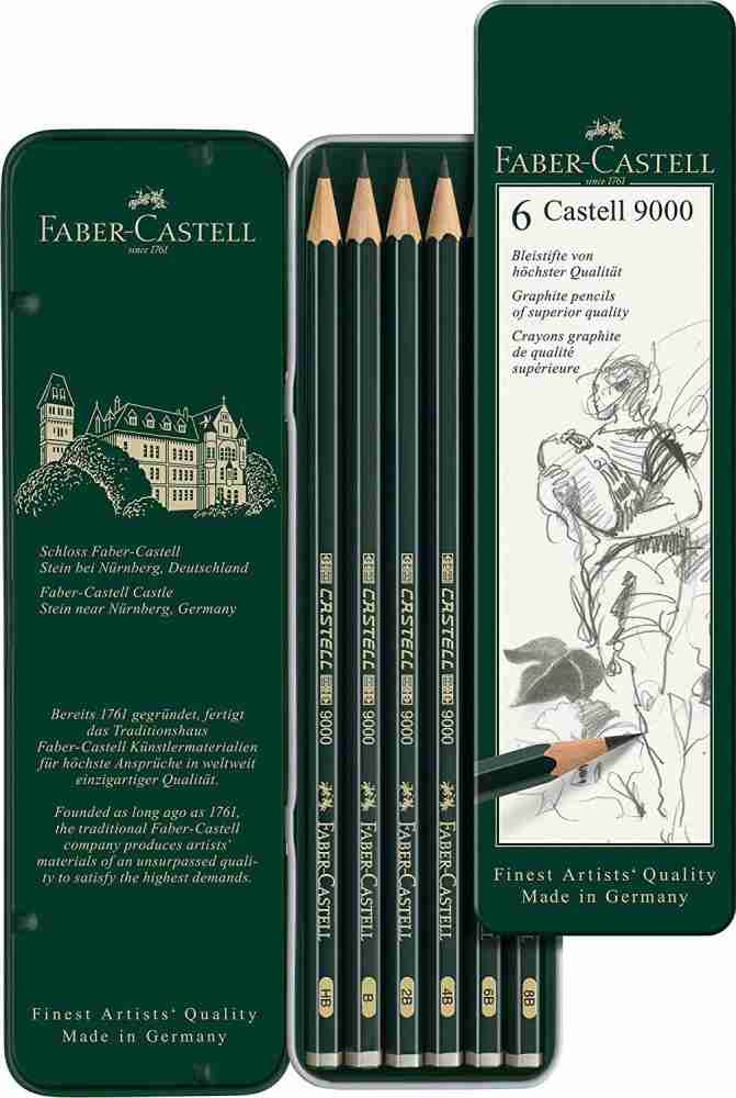 Faber-Castell 9000 4B Pencils 2 Pack Multicoloured