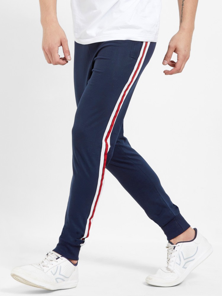 Blue red and store white track pants