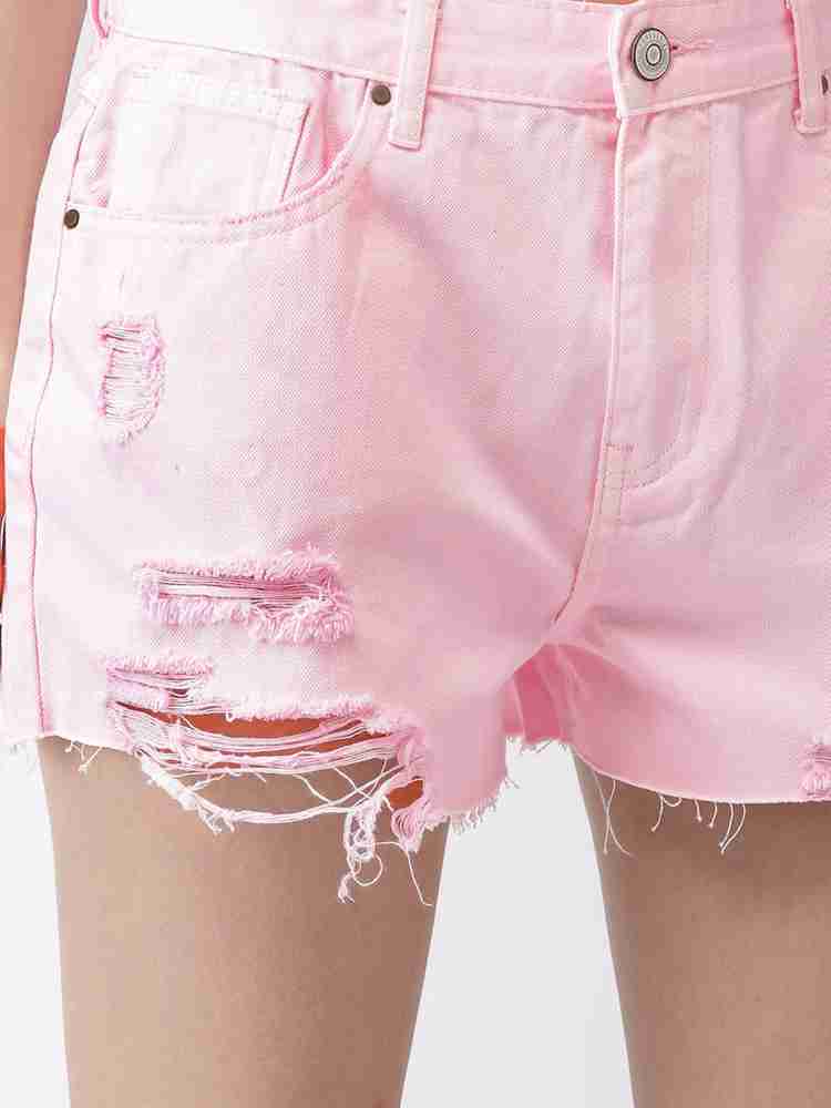 Pink jean shorts womens outlet
