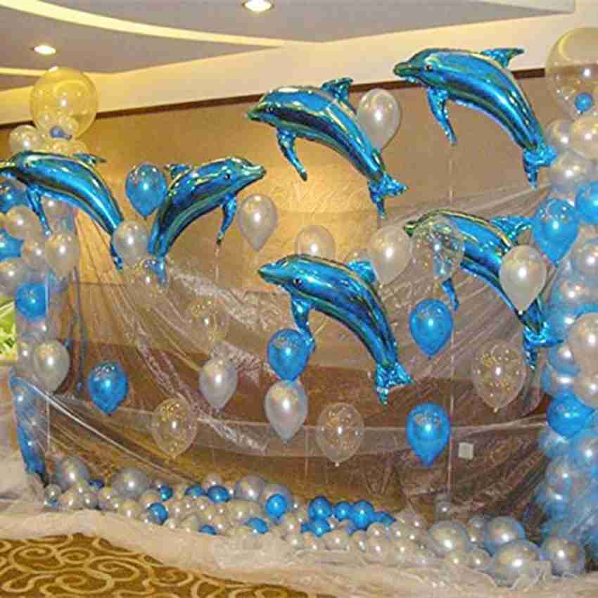 Gold Giant Shark Shaped Foil Balloons Fish Shaped Aqua Foil