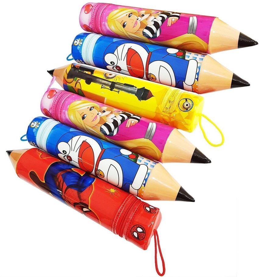 WIZME Set Of Pencils Box, Pencil Shape Pencil Box For Kids  cartoon printed Art Plastic Pencil Boxes 