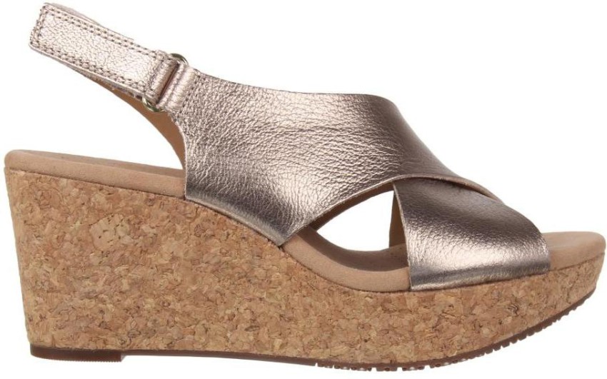 Clarks gold hot sale wedge sandals