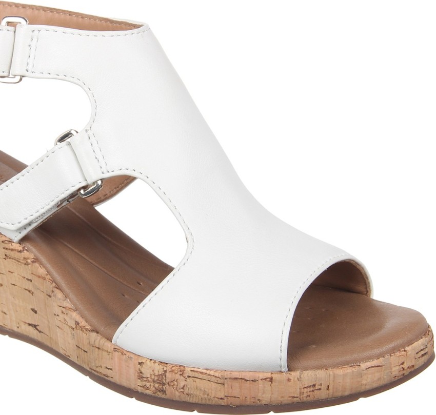 Clarks white store wedges