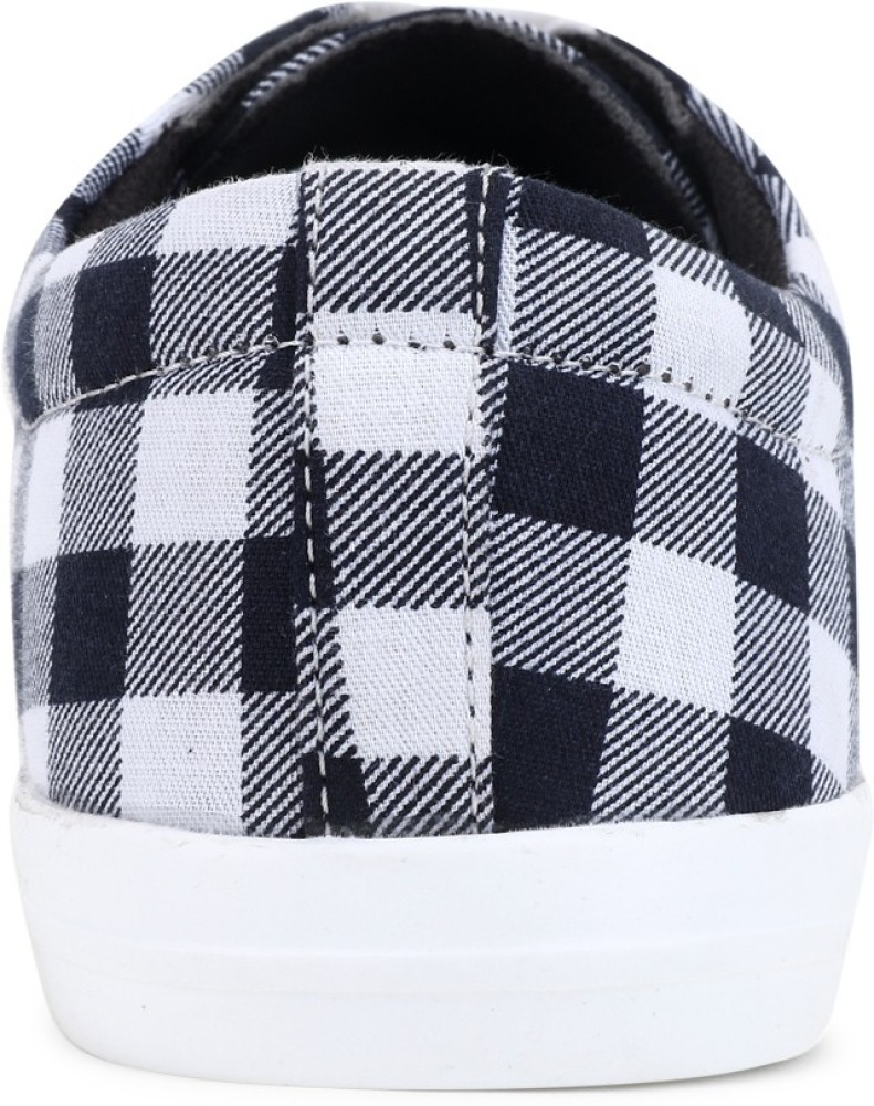 White pattern print & check casual shoe sneaker