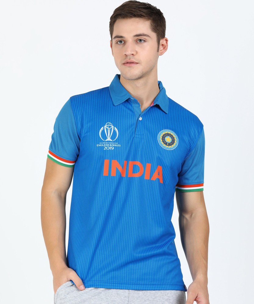 Multicolor Polyester Cricket Jersey for Men - White Orange Blue