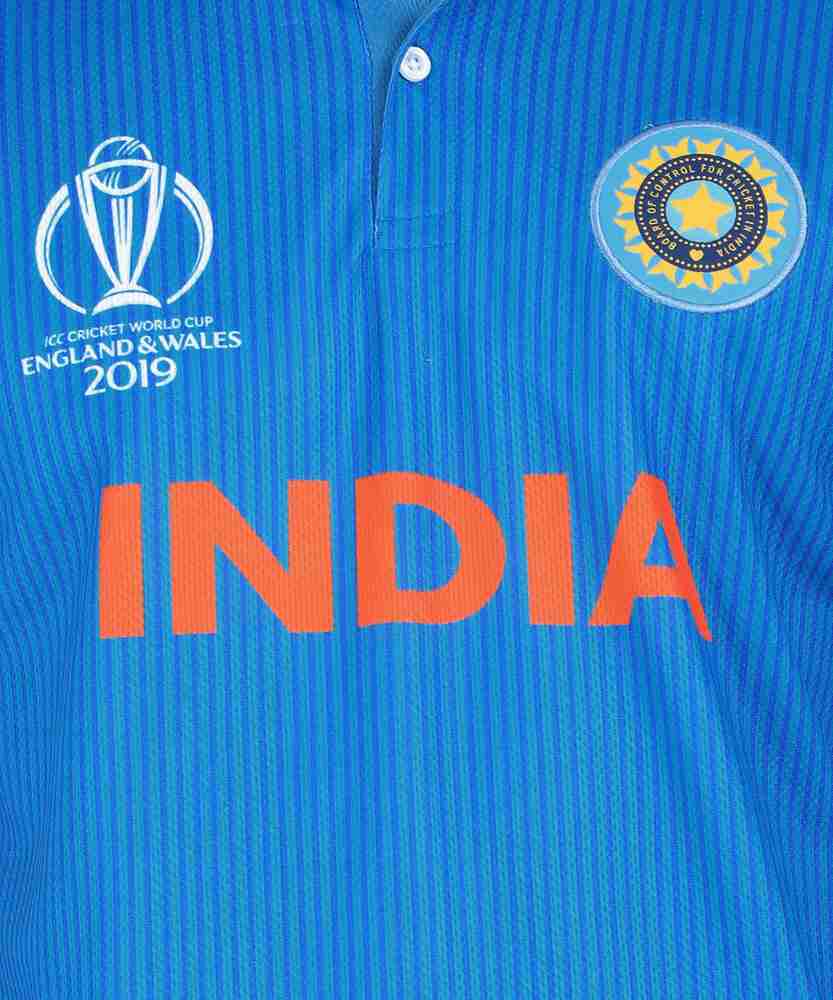 ICC Cricket World Cup Printed Men Polo Neck Blue Orange T Shirt
