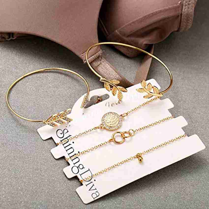 Shining Diva Metal Crystal Gold plated Bracelet Set Price in India