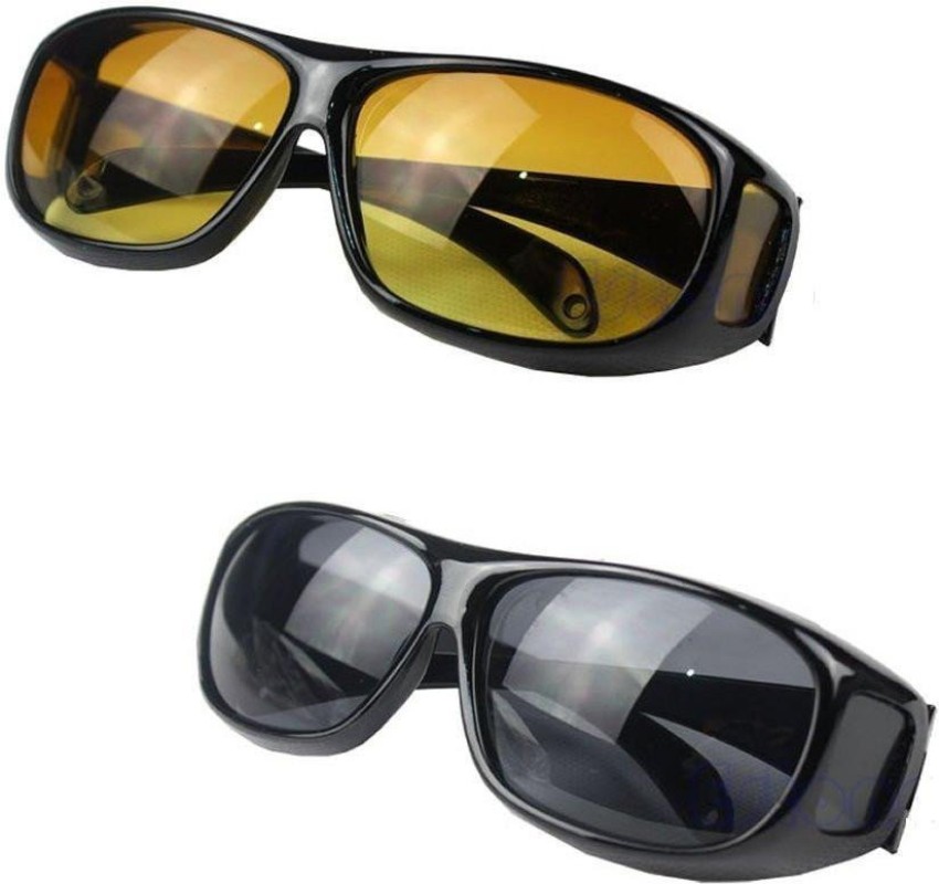 JOFIX 2 Men's HD Vision Anti Glare Wraparounds Night Goggles For