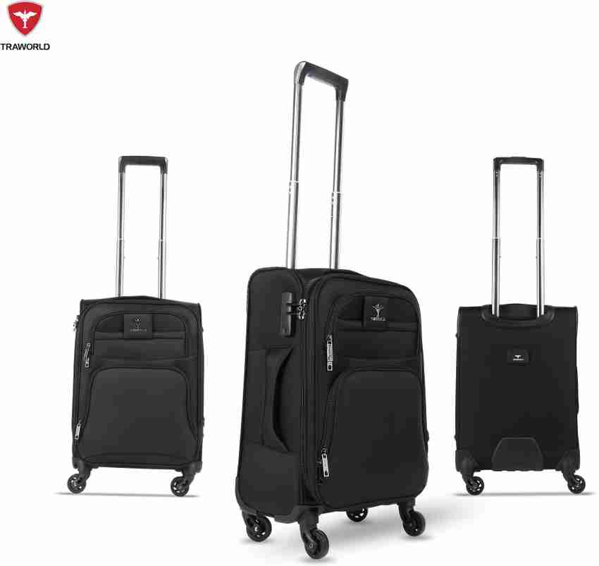 Traworld Victor Expandable Cabin Suitcase 4 Wheels 20 inch Black Price in India Flipkart