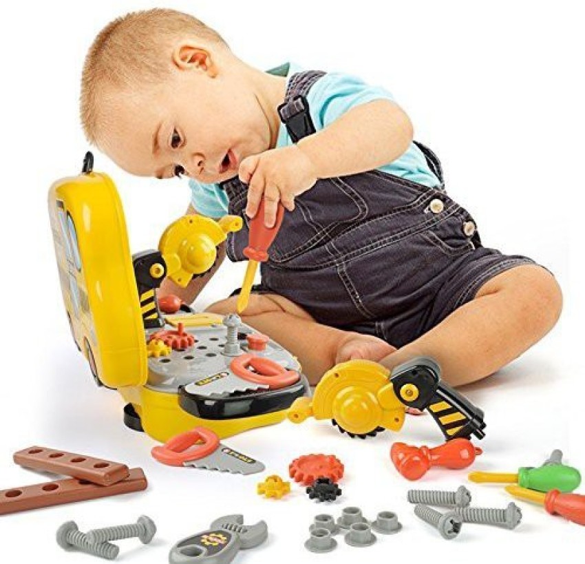 Toyvala Kids 20 Piece Portable Engineering Toy Tool Kit Play Set