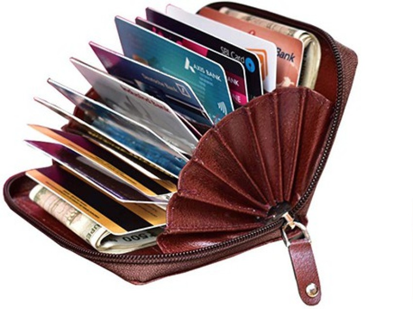 Brown Genuine Leather Solid Card Holder Wallet