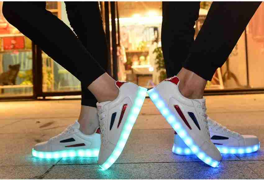Mr.SHOES Luminous Light Up Shoes LED 7 Colors Flashing White USB
