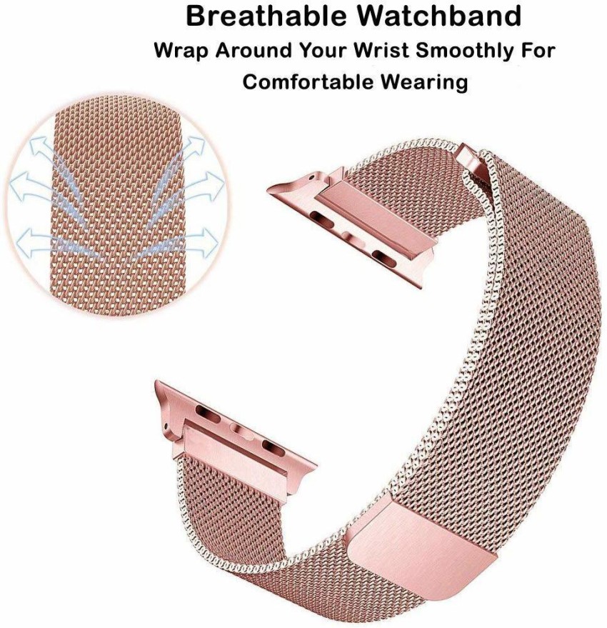 Midkart Apple iWatch 42 mm Rose Gold Milanese Loop Stainless Steel Magnetic  Belt Series 1 / 2 / 3 Smart Watch Strap Price in India - Buy Midkart Apple  iWatch 42 mm