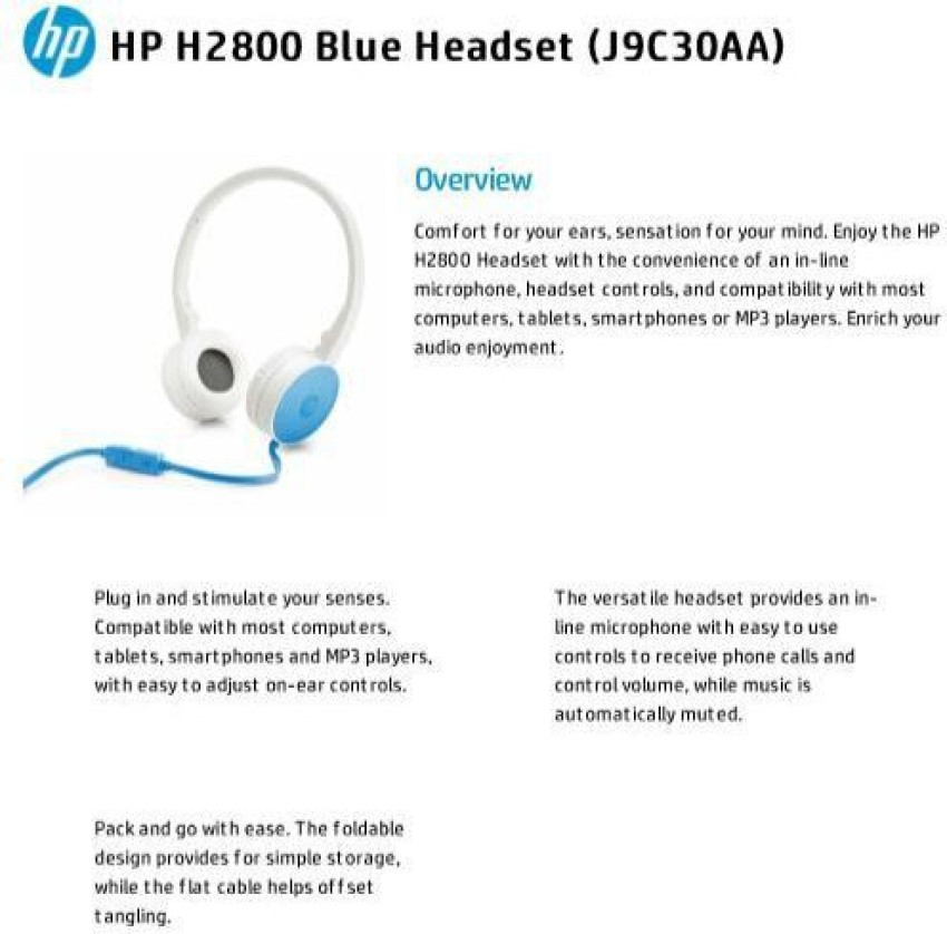 HP H2800 Wired Headset Price in India Buy HP H2800 Wired Headset