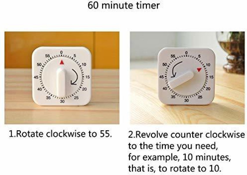 Kitchen Timers, 60 Minute Square Kitchen Mechanical Timer, Manual