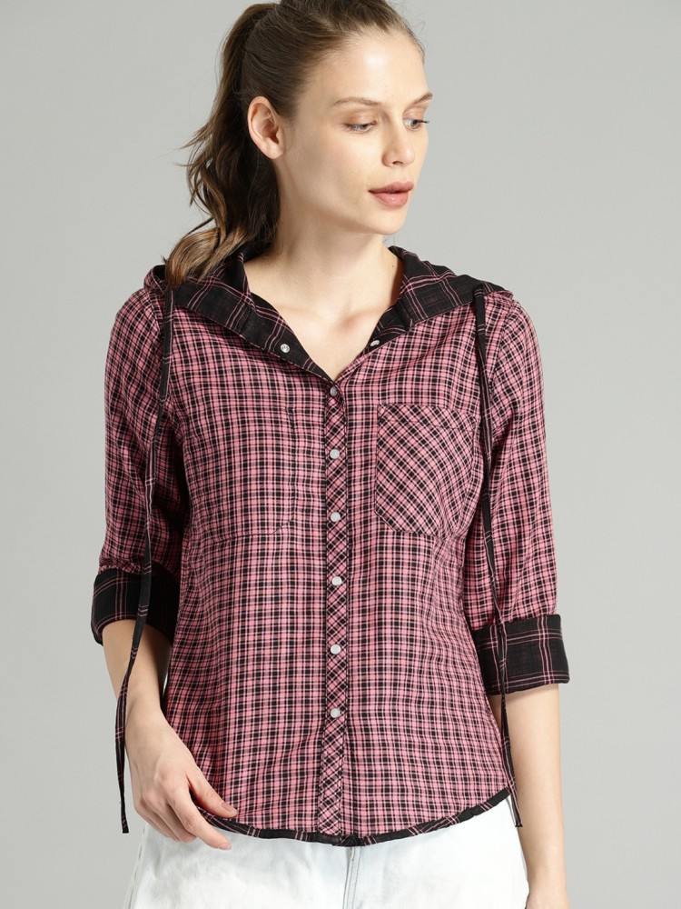 Roadster women's checkered casual sale reversible shirt