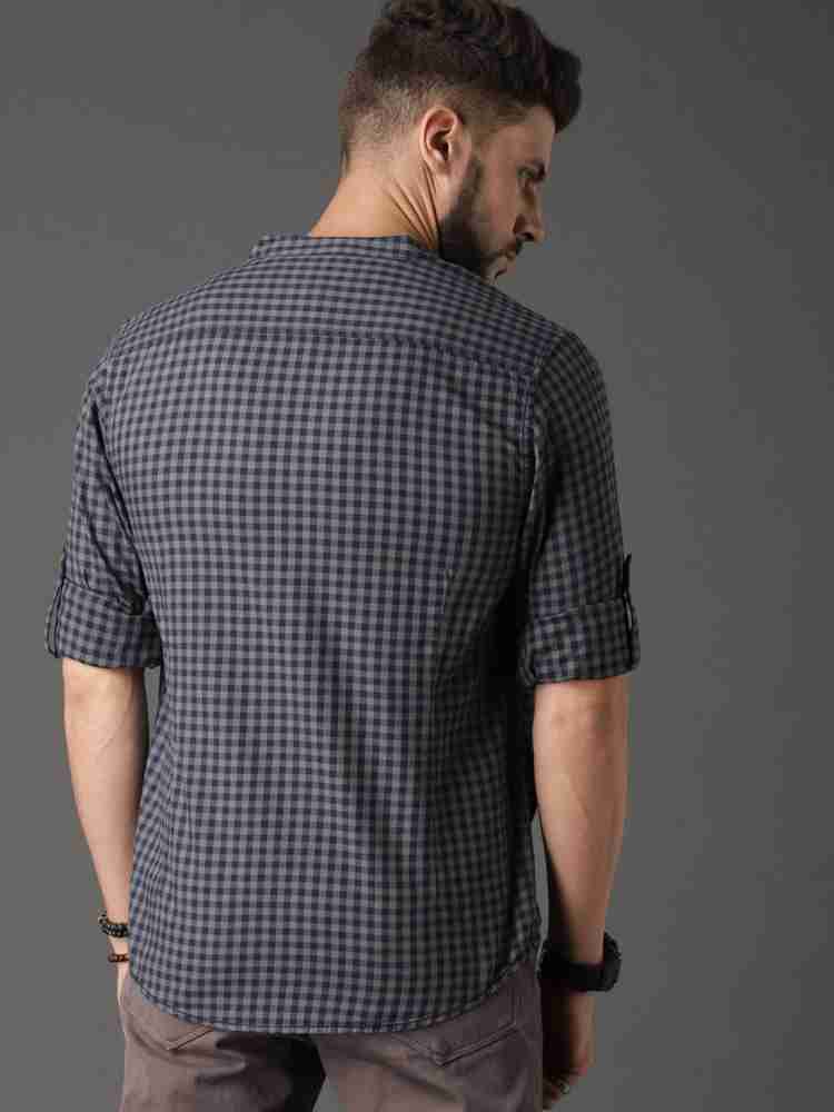 Buy Roadster Men Black & Grey Shadow Check Sustainable Casual Shirt - Shirts  for Men 1667077