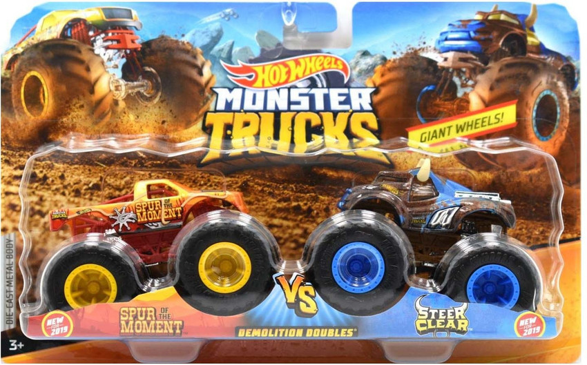 Hot Wheels Monster Trucks 1:64 Demolition Doubles 2-Pk - Spur Moment Vs  Steer Clear